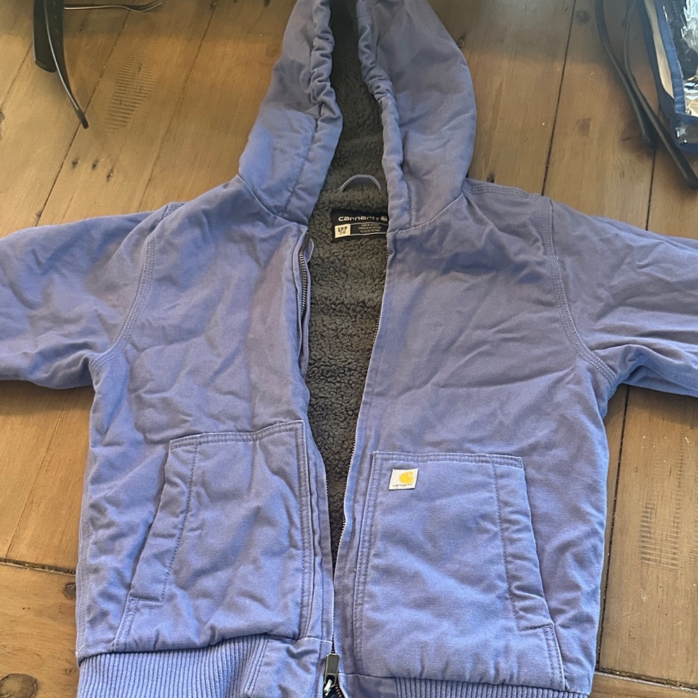 Girls Carhartt Lavender Hooded Jacket with Grey Sherpa lining
